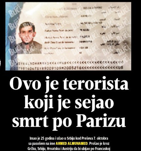 Ovo je terorista koji je prošao Grčku, Srbiju, Hrvatsku, Austriju... Da bi sejao smrt u Parizu