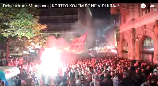 Slavlje navijača Zvezde na ulicama Beograda (VIDEO)