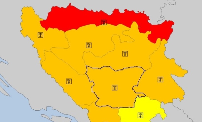 Crveni meteoalarm za područje od Prijedora do Bijeljine