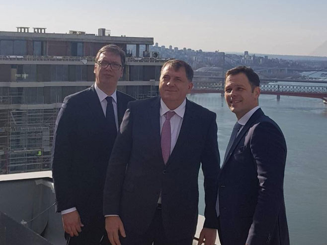 Dodik, Vučić i Mali obišli radove na izgradnji "Beograda na vodi" (FOTO)