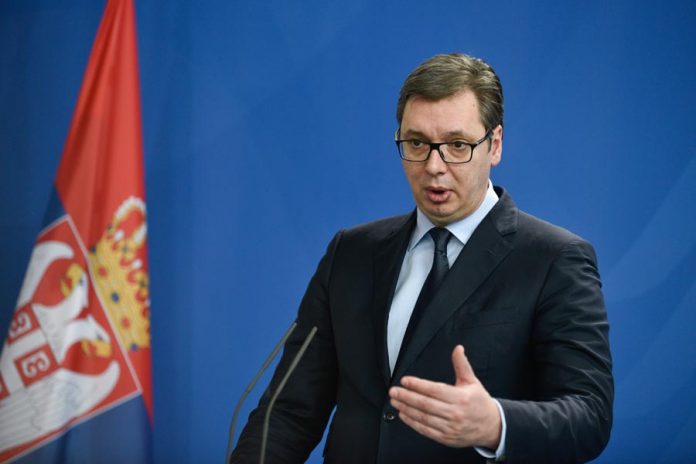 German Chancellor Merkel meets with Serbian President Vucic