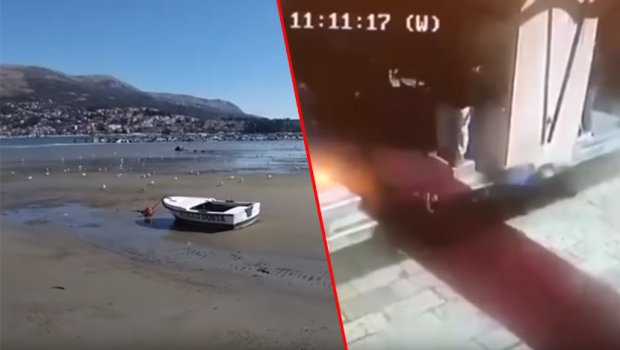 Nevjerovatni prizori iz Hrvatske: Nestalo more, dok je bura u Dalmaciji natjerala čoveka da leti (VIDEO)