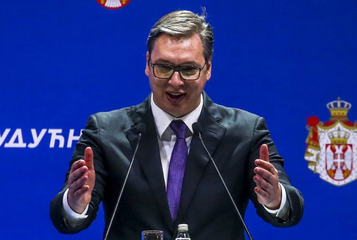 Government rally to counter rising protests against President Vucic's populist rule