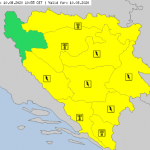 VISOKE TEMPERATURE I GRMLJAVINA Žuto upozorenje zbog VREMENSKIH NEPRILIKA za većinu područja u BiH