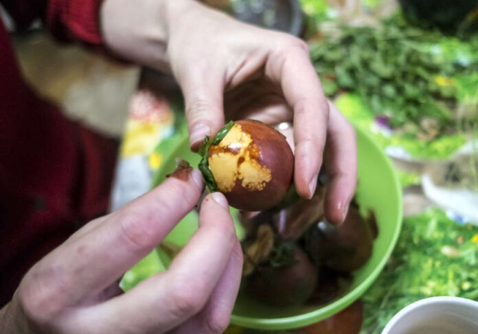 Easter eggs painting in Transylvania