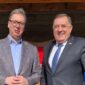 (FOTO) Sastali se Dodik i Vučić: Zajedno nastavljamo da čuvamo mir, jačamo saradnju i gradimo sigurniju budućnost za sve